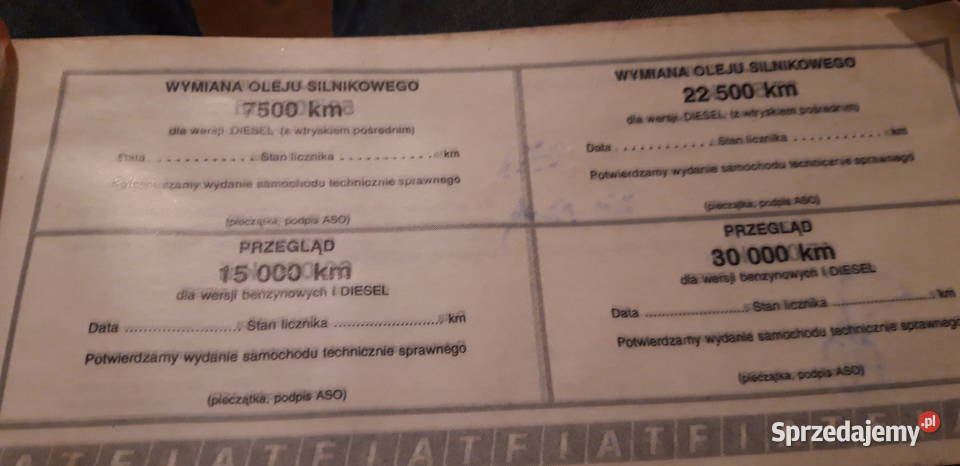 Fiat 125 Książka gwarancyjną