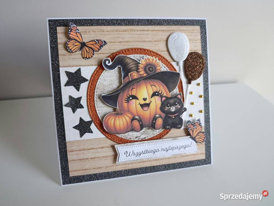 Kartka na urodziny imieniny jesienna Halloween