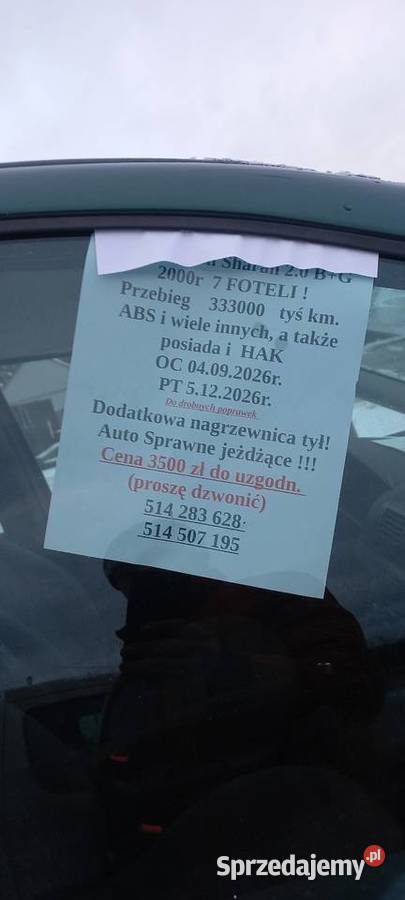 Volkswagen Sharan 20 BG HAK 7 foteli DŁUGO benzyna+LPG Skaryszew