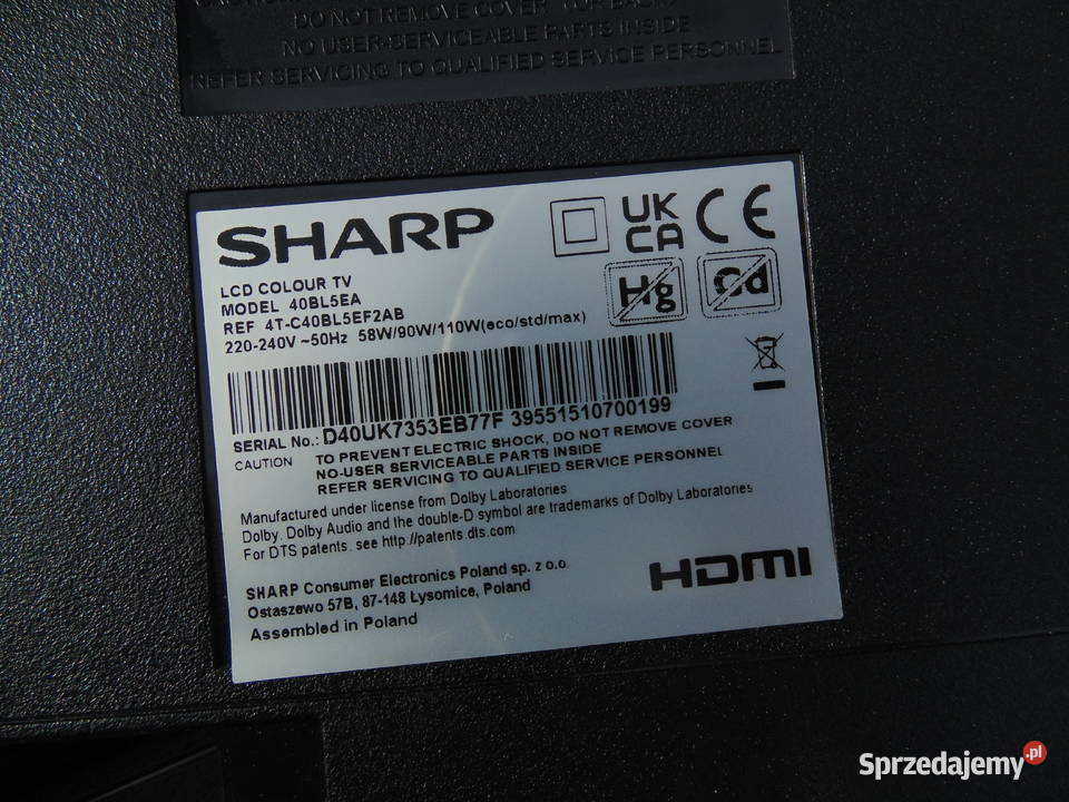 Płyta główna TPMS6886PC710 Sharp 40BL5EA Warszawa