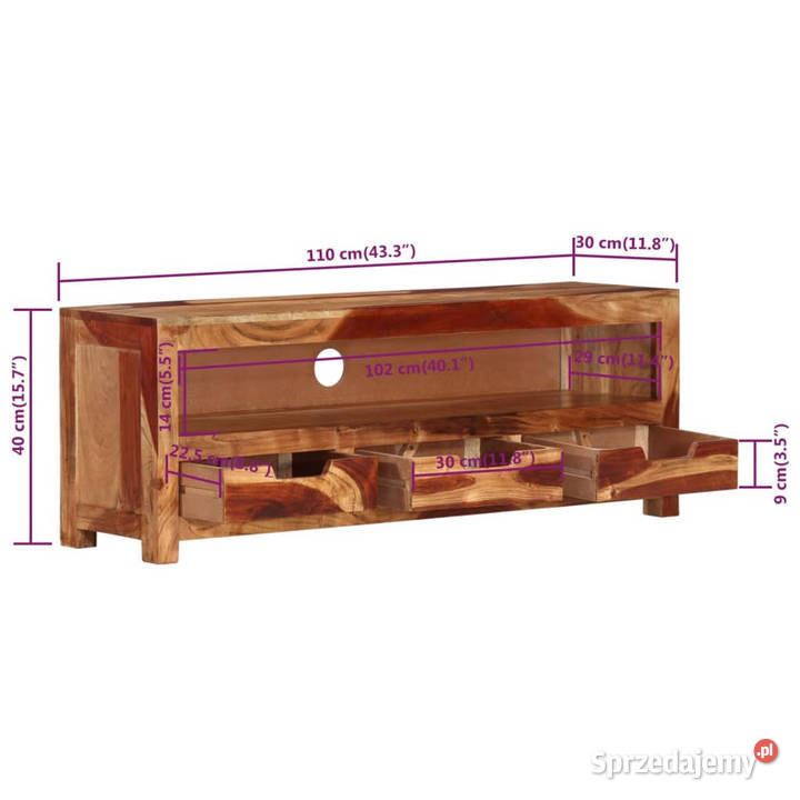 Szafka pod TV 110x30x40 lite drewno akacjowe RTV Warszawa