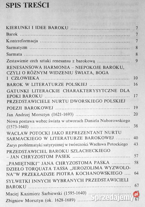 Barok Ściąga z języka polskiego 4 Teresa miękka Chełm sprzedam