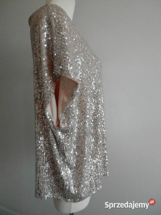Bluzka Cekinowa Luźny Fason Wieczorowa Balowa szary/srebrny Łomża sprzedam