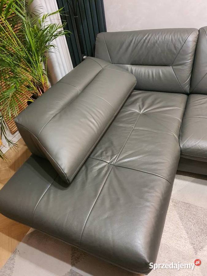 Elegancka skórzana kanapa narożnik 160cm