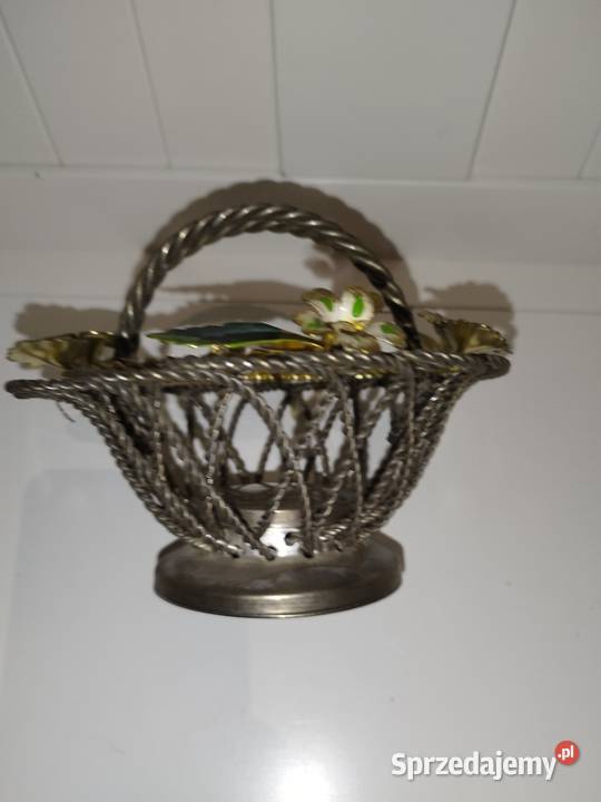 Stary koszyk metalowy na bibeloty koszyczek z wielokolorowy Warszawa