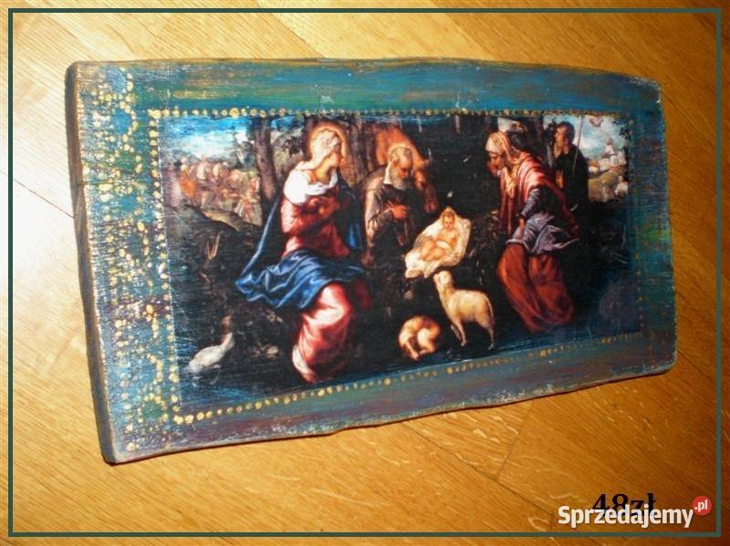 Obrazek na starej desce decoupage obrazki Łódź sprzedam