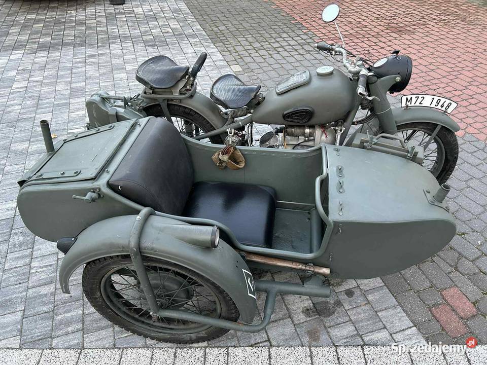 M72 1948 motocykl z wózkiem bocznym sprawny