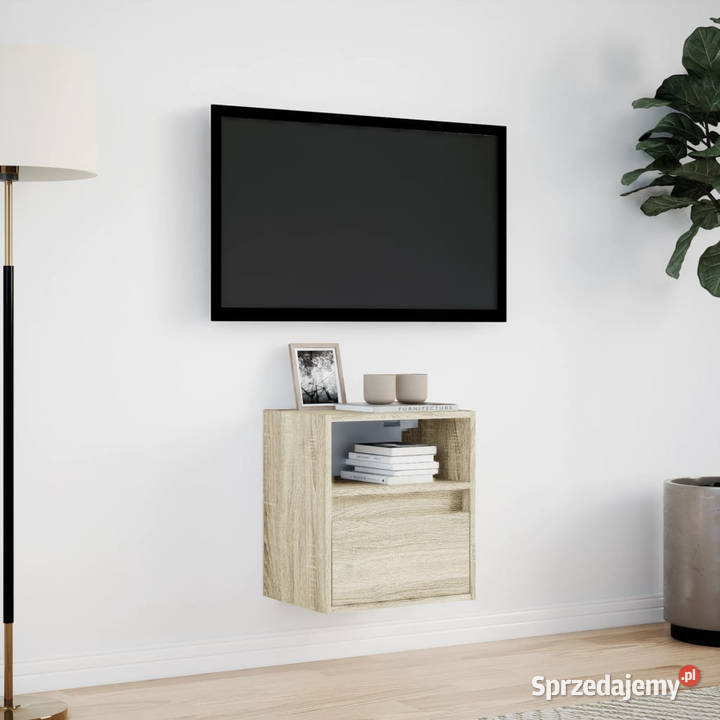 Ścienna szafka TV z LED dąb sonoma 41x31x45 Warszawa