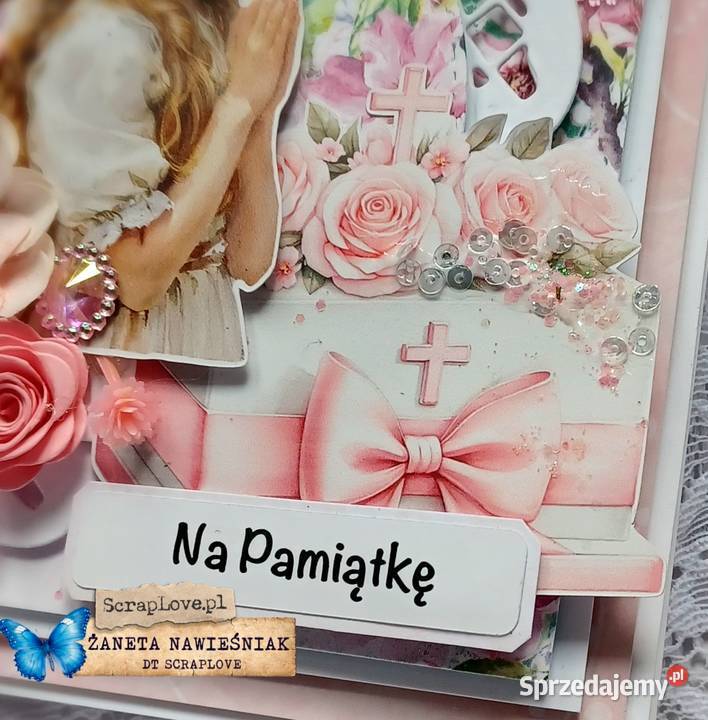 Komunia Święta kartka hand made pamiątka Rękodzieło Mszana Dolna sprzedam