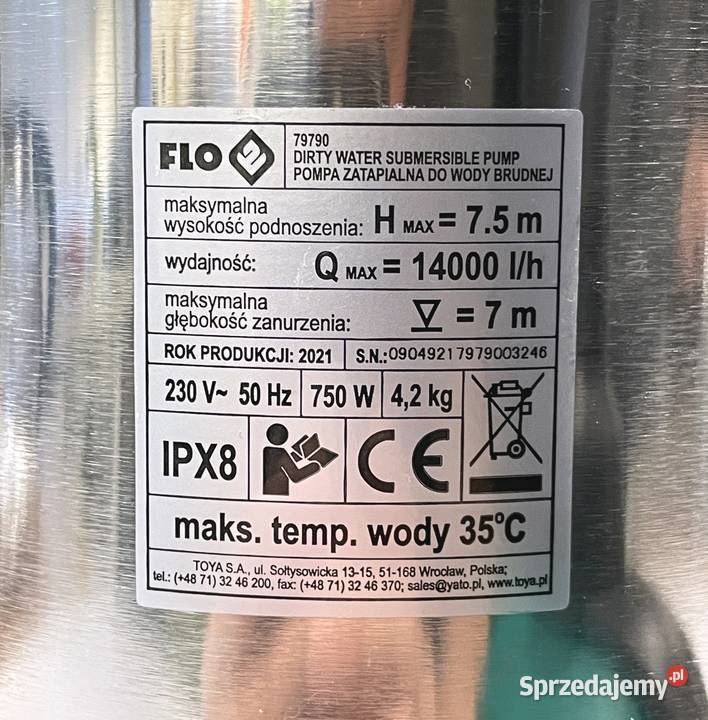 Pompa zanurzeniowa FLO do wody brudnej 750 W Kraków