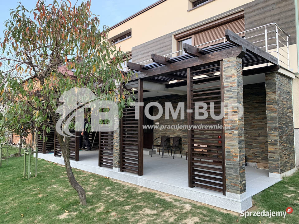 Pergola drewniana pergola modrzewiowa zadaszenie Sarzyna