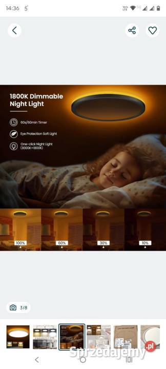 Slochi Lampa sufitowa LED 24W plafon z pilotem Zawiercie