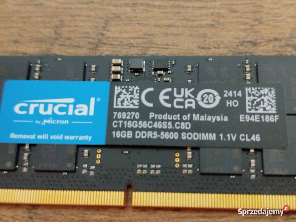 Pamięć RAM Crucial Laptop Notebook DDR5 16GB Pamięci Nowy Wiśnicz