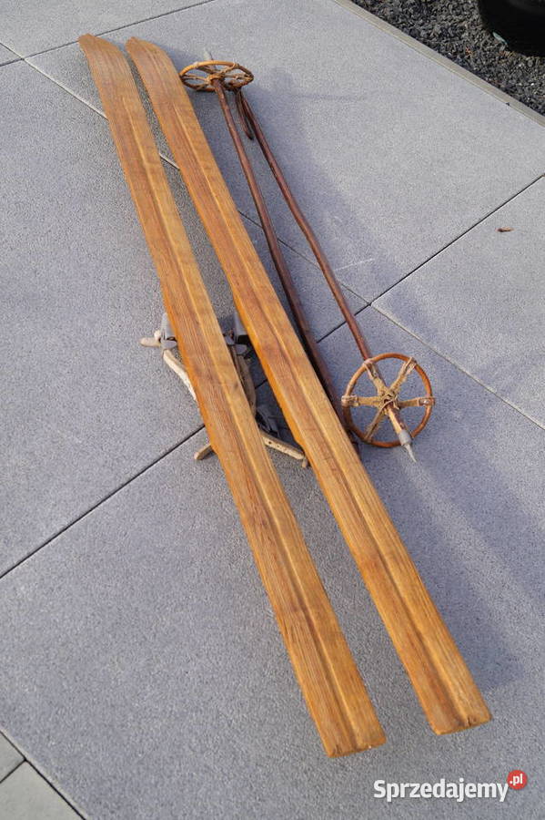 Stare narty jesionowe 177 z kijkami Pruchnik