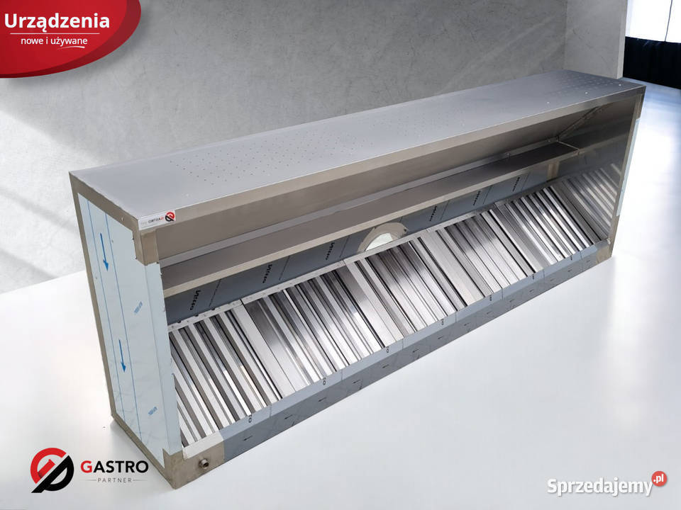 Okap skrzyniowy przyścienny z filtrami nawiewno