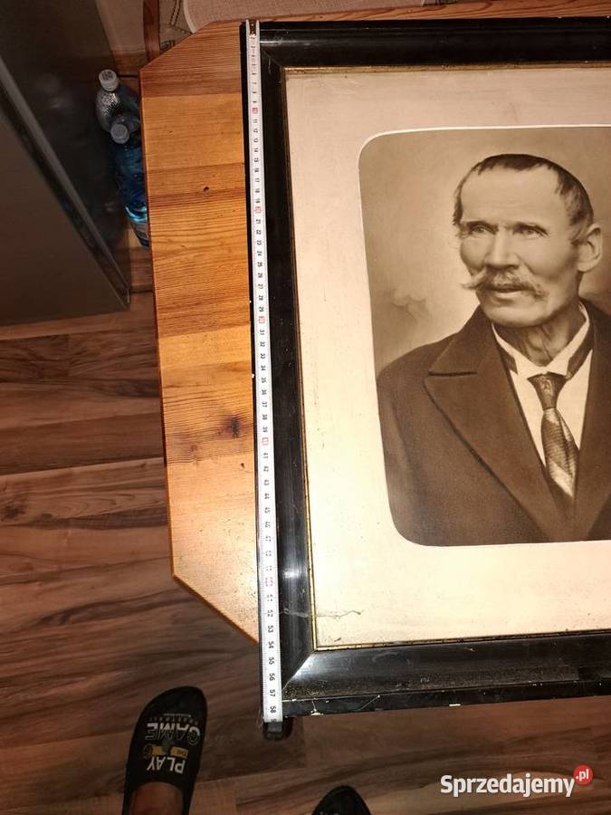 Stary obraz zdiecie szklem z przed 100 lat jakiś Lubań