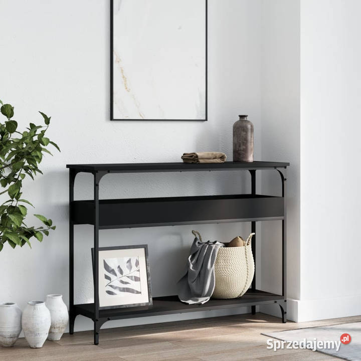 Stolik konsolowy z półką czarny 100x29x75 Warszawa