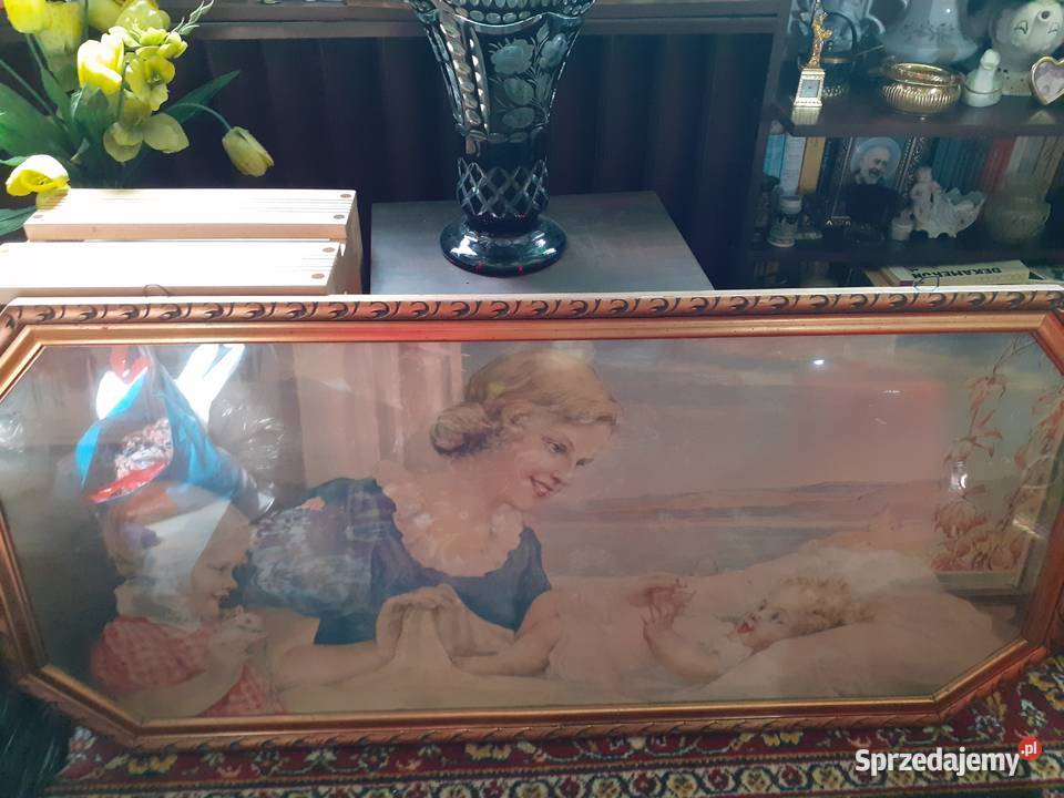 Obraz przedwojennych malarz nieznany złota rama Warszawa