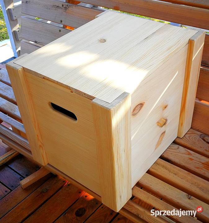 Skrzynka na winyle z pokrywą skrzynka na drewno Radków