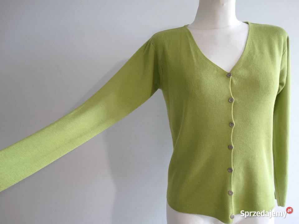 Sweter Kardigan Wełniany z Jedwabiem Rozpinany Rozmiar 38(M) Łomża