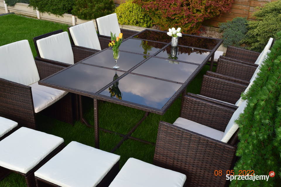 ogród zestaw mebli tulipan 8 osob 4 foteli 4 puf Meble ogrodowe Bosutów