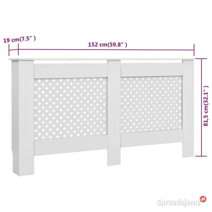 Osłony na kaloryfer 2 białe 152x19x815 MDF Warszawa