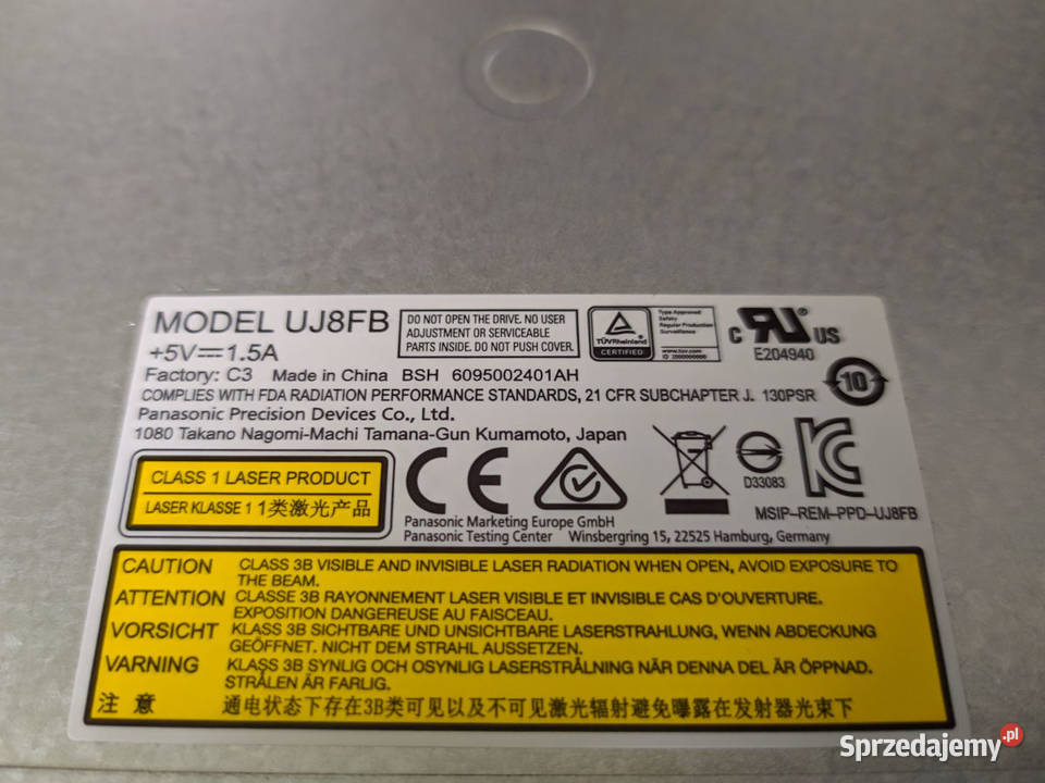 Napęd nagrywarka DVD Panasonic UJ8FB do laptopa lubelskie