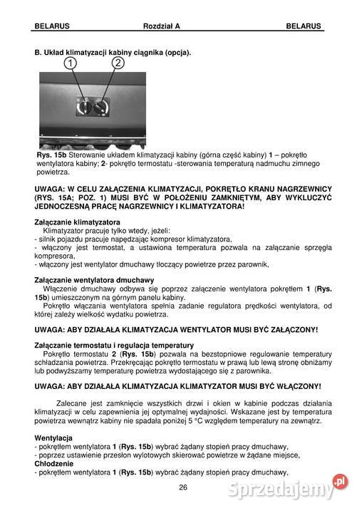 BELARUS MTZ 1523 I POCHODNE instrukcja obsługi Stalowa Wola