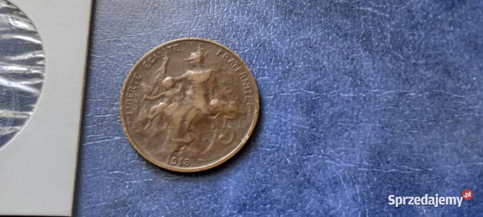Stare monety 5 cent 1915 Francja Lesko