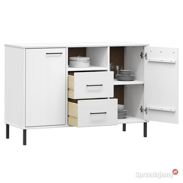 Komoda OSLO metalowe nóżki biała 113x40x77 lite