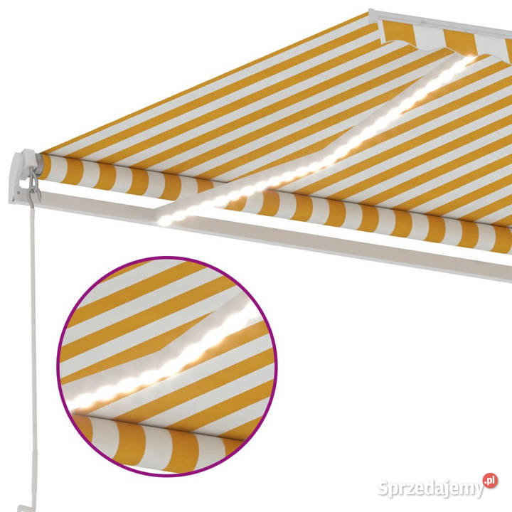 Ręcznie zwijana markiza z LED 500x350 żółtobiała Markizy i osłony
