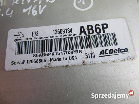 Opel Meriva B 14 16V KOMPUTER SILNIKA 12669134 Chełm