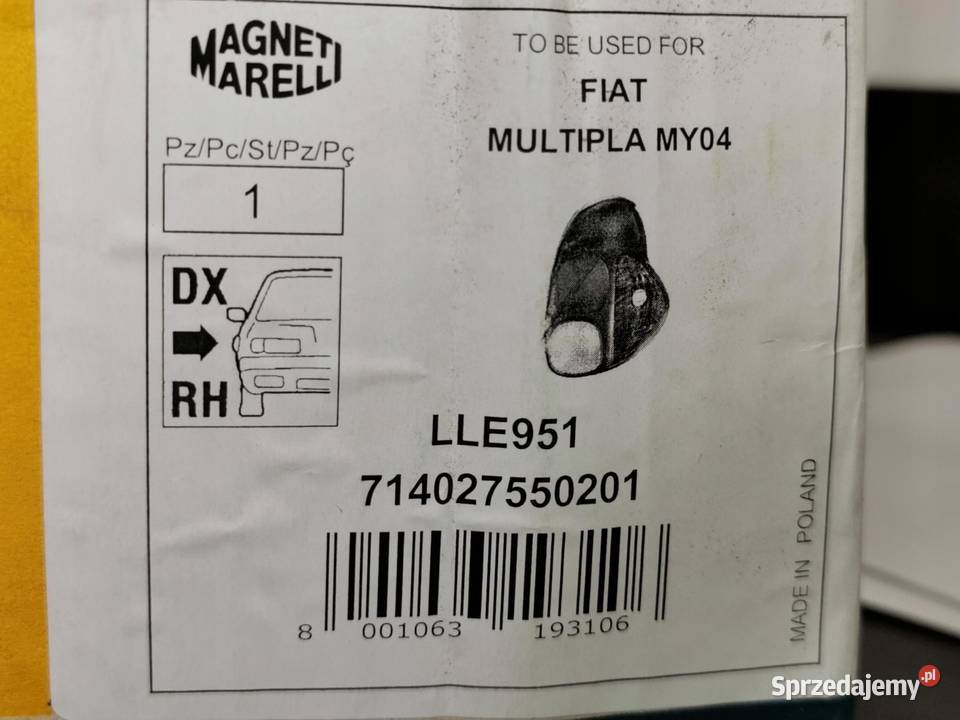 LAMPA PRAWY TYŁ FIAT MULTIPLA 2010 MAGNETI osobowe