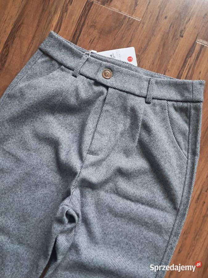 nowe klasyczne spodnie w jodełkę na metce