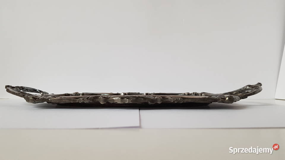 Stara metalowa sygnowana platerowana taca tacka