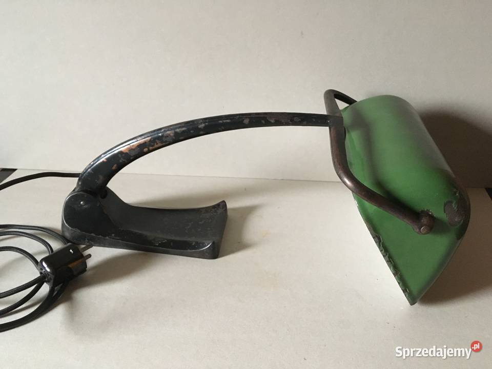 Stara lampa bankierka sygnowana Warszawa