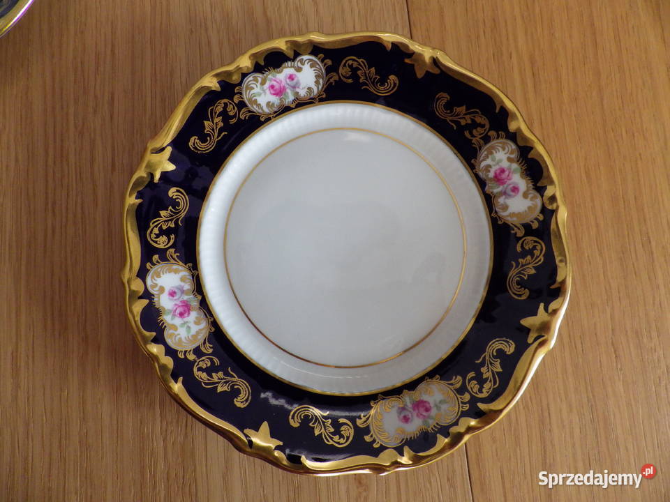 Serwis kawowy deserowy do herbaty kobaltowozłoty Łódź