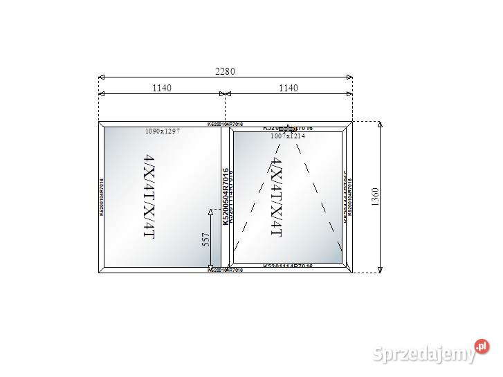 Okno aluminiowe FIXU 2280x1360 3 sztuki 9 VAT marża Rudolfowo