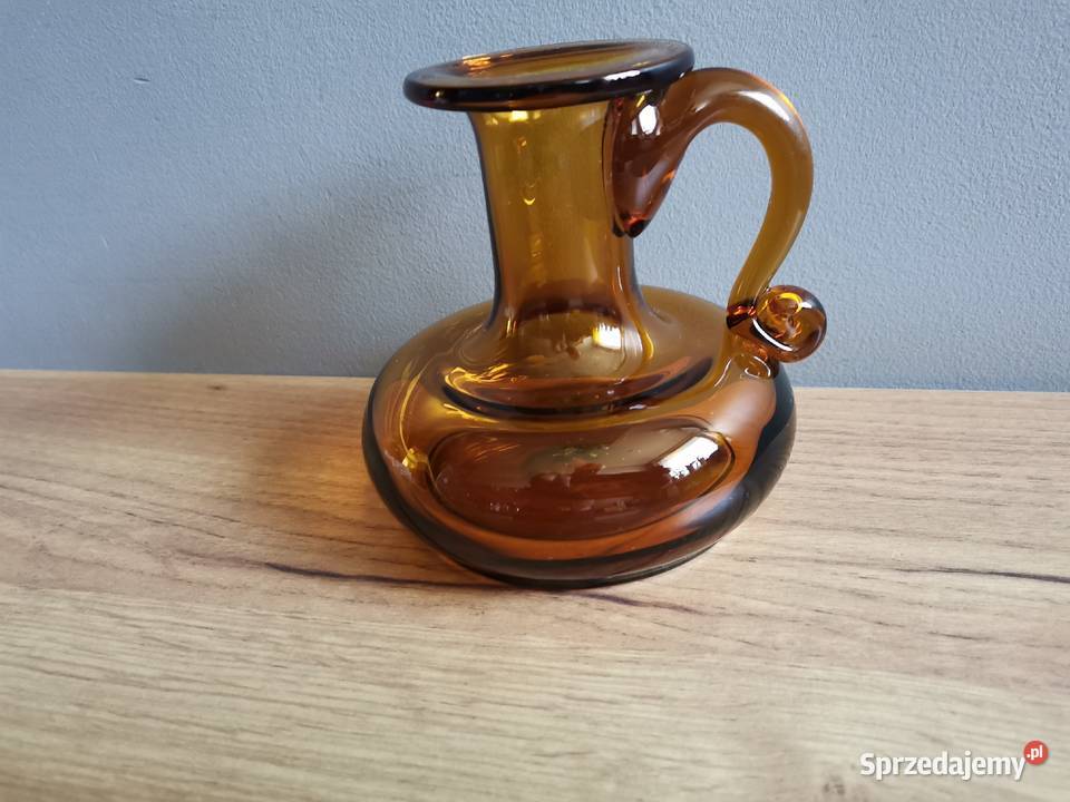 Stary świecznik kaganek szkło miodowe design PRL Katowice sprzedam