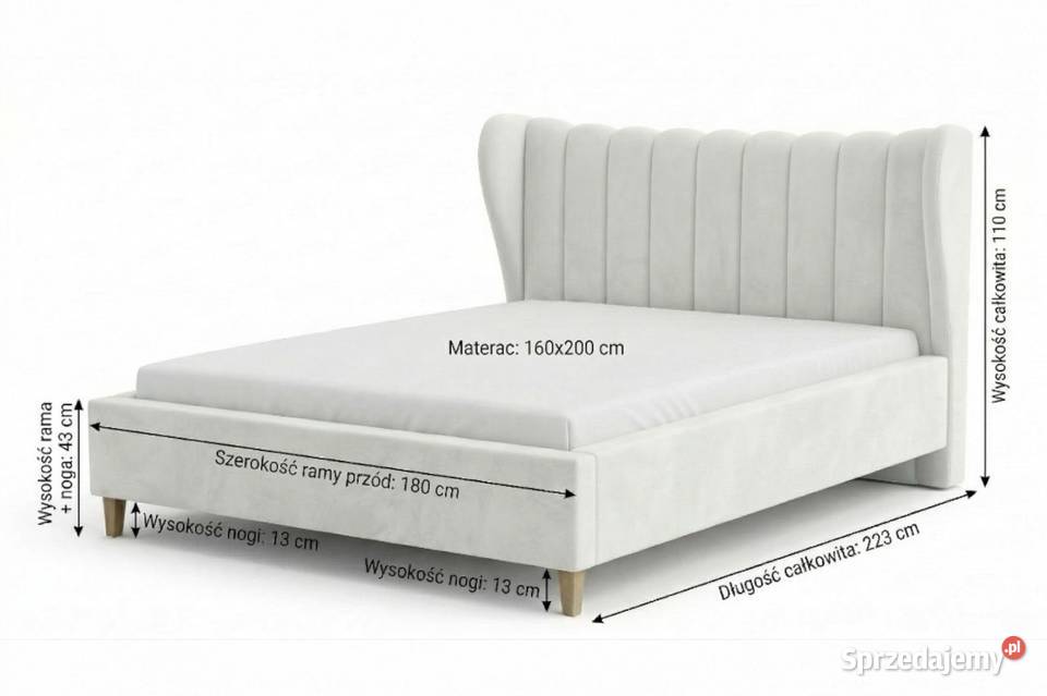 Białe łóżko Jasmine z uszami Panelami 160x200 180cm opolskie Opole