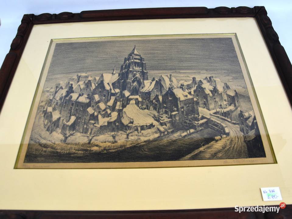 Rycina Sneeuw Edmond van Dooren Belgia lata 20te Pozostałe Bronisze sprzedam