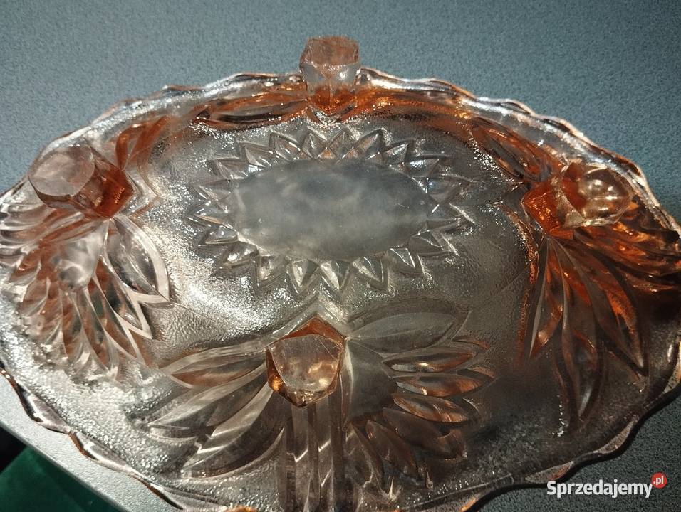 Patera rozalinowa szkło Walther Niemcy Porcelana i szkło Sączów