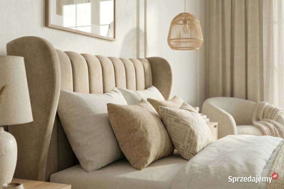 Jasmine beżowe łózko z panelami 180x200 pojemnik Jelenia Góra sprzedam