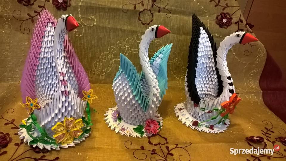 ŁABĘDŹ origami prezent dekoracja rękodzieło