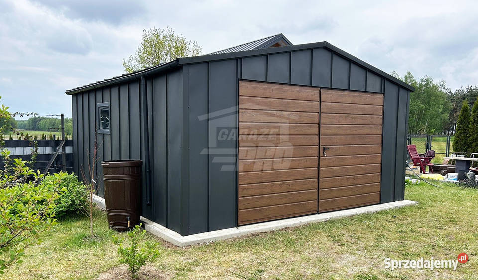 Garaz blaszany 5x6 m brama dwuskrzydłowa 2x okno Kalisz