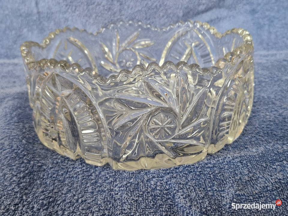 Szklana misaowocarka HSG Ząbkowice vintage PRL przezroczysty