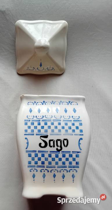 Secesyjny fajansowy pojemnik kuchenny na Sago Koźminek
