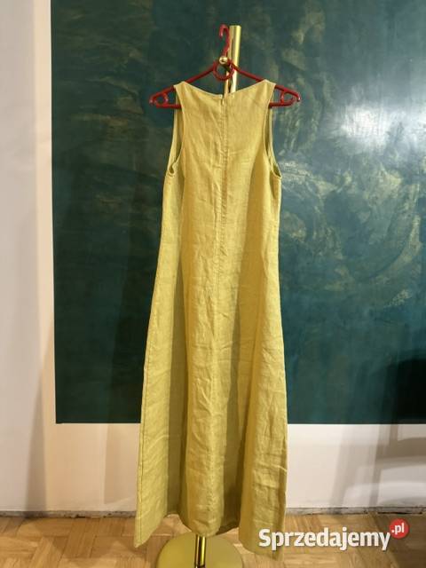 Sukienka damska 34 Massimo Dutti limonkowa z lnu Częstochowa