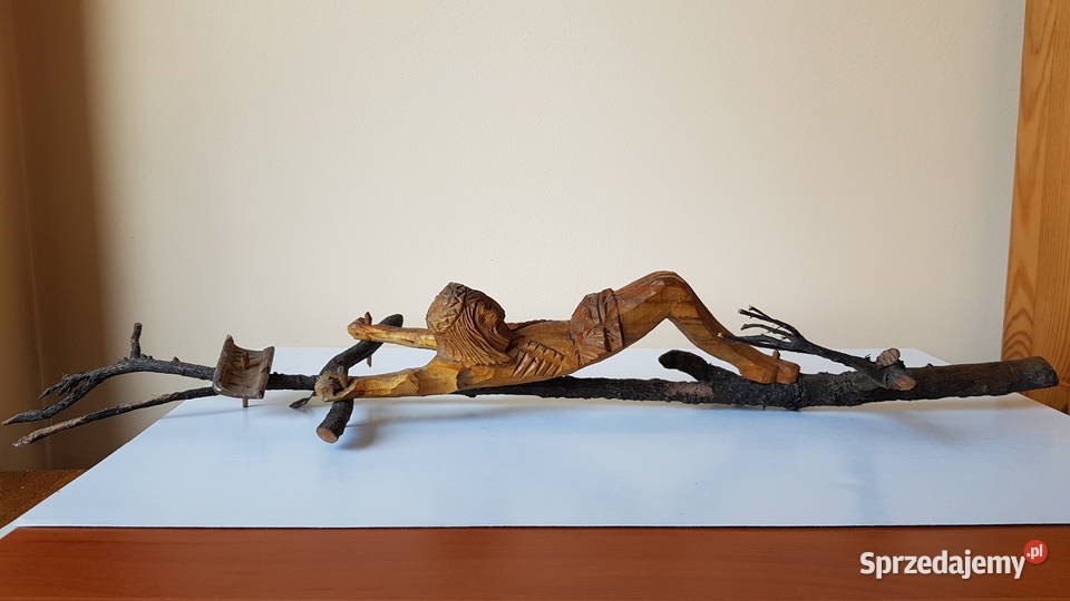 Stara drewniana rzeźba Jezus na krzyżu Dąbrowa Górnicza sprzedam