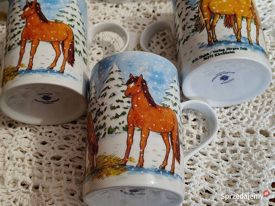 Porcelana Gilitzer kubki wzór konie